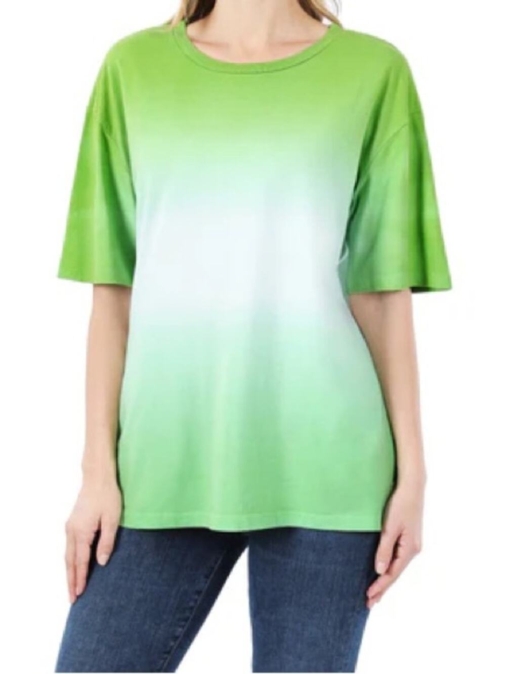 Zenana Women’s Green Ombre Crewneck Tee